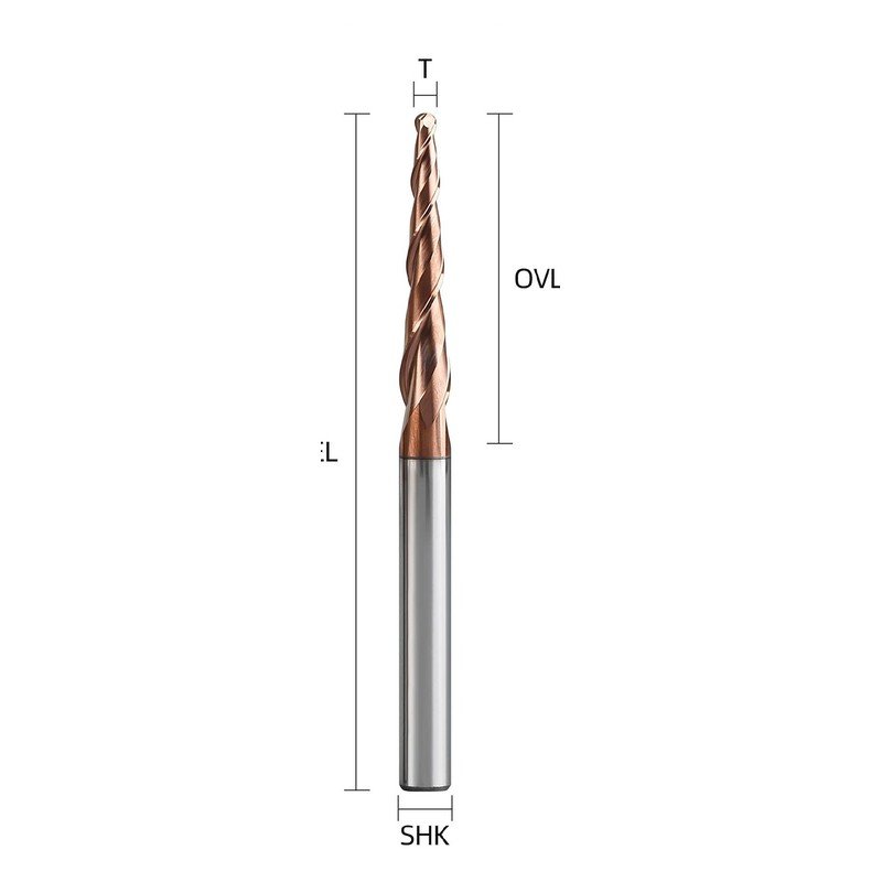 Two-flute tapered router bit for engraving and fine details