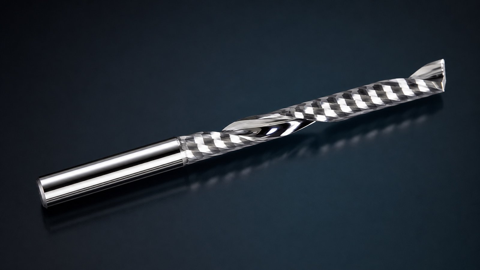 Close-up of one YINGBA single-flute carbide router bit