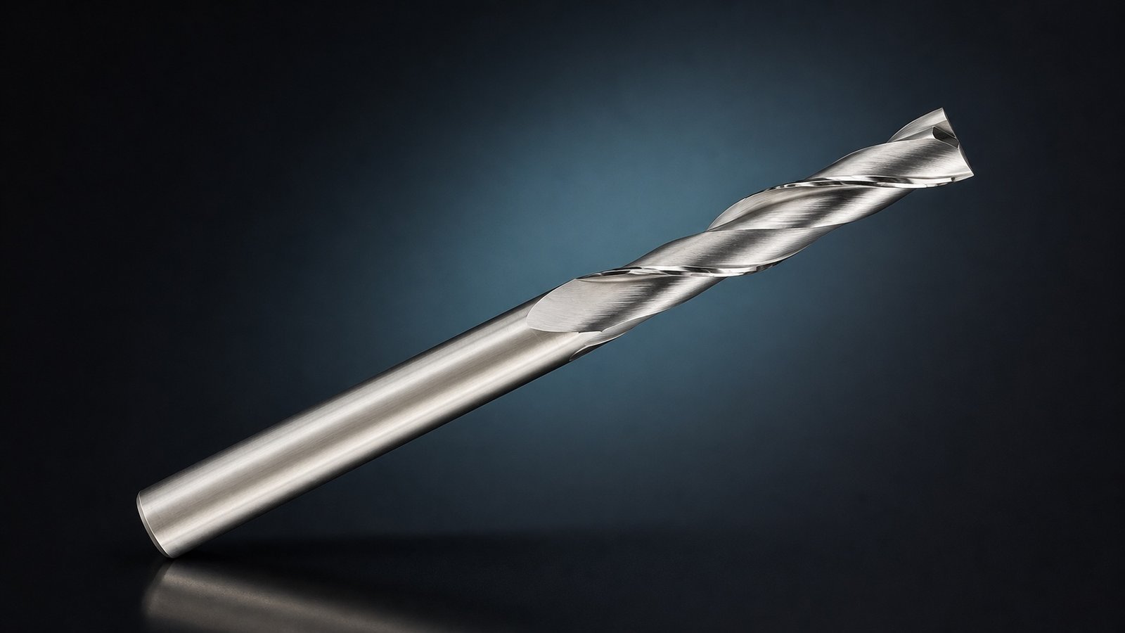 Close-up of one YINGBA two-flute spiral carbide router bit